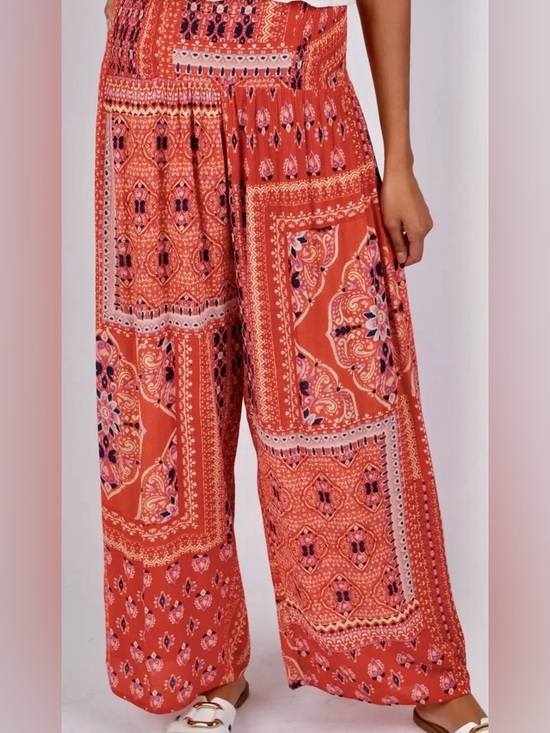 Sacred Threads Pants - Sacred Threads Coral Palazzo Wide-Leg Pants